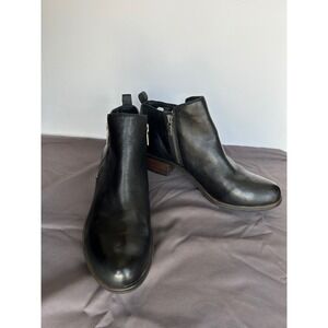 Lucky Brand Basel Black Leather Ankle Booties Size 9.5M